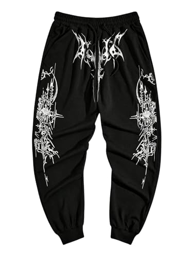 SHENHE Men's Graphic Drawstring Waist Casual Sweatpants Streetwear Goth Jogger Pants