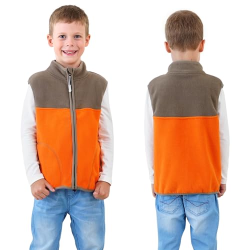 Image of Boys Full Zip Polar Fleece Vest Sleeveless Outwear Warm Jacket with Pockets