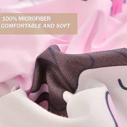 Nanko Full Size Duvet Cover Set, Girls Pink Unicorn/Stars Print Pattern, Microfiber Comforter Preppy Quilt Bedding Cover With Zip Ties - Modern Cute Bed Sets For Women Teen, 3Pc 80X90 Inch #TOP3