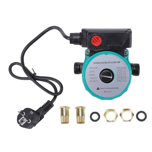 Spacnana Warmwasser-Umwälzpumpe, 65 L, min. 6 M, Hoher Hub, 3 Geschwindigkeitsregelung, 46 W, 67 W, 100 W, mit NPT 1 Zoll 3 4 Zoll Adapter, für Elektrische Heizung des Solarheizsystems (EU-Stecker