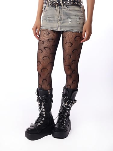 Sacina Gothic Black Crescent Moon Tights, Lace Stockings, Gothic Y2k Aesthetic 80s 90s Accessories3