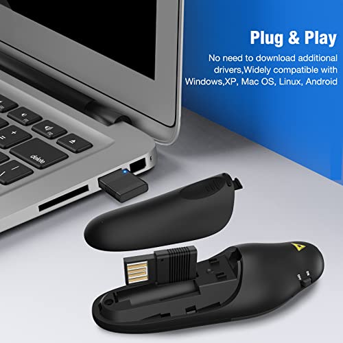 Wireless Presenter Presentation Clicker With Red Laser Pointer, 2.4Ghz Rf Wireless Presentation Remote Ppt Clicker For Powerpointer Works For Windows/Mac/Linux #TOP2