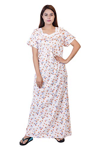 Image of Women's Cotton Block Print Knee Length Nighty