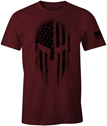 USA American Spartan Molon Labe Patriotic Men's T Shirt (Maroon, M)