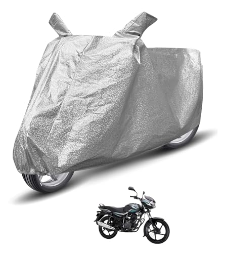 Image of Auto Hub Waterproof Bike Cover Compatible with Bajaj Discover 100 Dustproof, UV Protection Two Wheeler Bike Discover 100 Cover - Metallic Silver