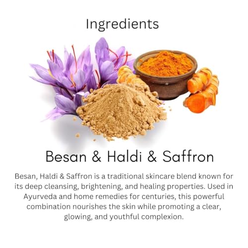 Image of Khadi Besan Haldi & Saffron Handmade Bathing Soap Bar 125g | Natural & Herbal | Moisturizing, Glowing & Brightening Skin | For Acne & Pimples | All Skin Types | For Men & Women