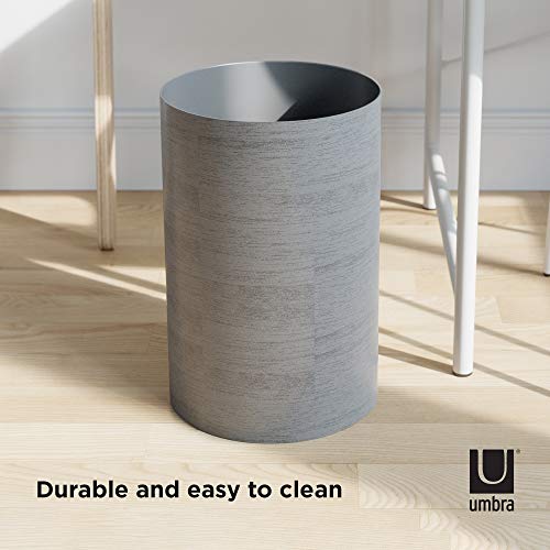 Umbra Treela Small Trash Durable Garbage Can Waste Basket For Bathroom, Bedroom, Office And More | 4.75 Gallon Capacity With Stylish Light Grey Barn Wood Exterior Finish, Graywood #TOP5