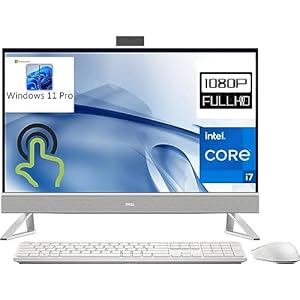 Dell Inspiron 27 7720 All-in-One 27″ Touchscreen FHD Business AIO Desktop Computer, 13th Gen Intel 10-Core i7-1355U, 32GB DDR4 RAM, 1TB PCIe SSD, GeForce MX550, WiFi 6E, White, Windows 11 Pro