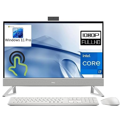 Dell Inspiron 27 7720 All-in-One 27" Touchscreen FHD Business AIO Desktop Computer, 13th Gen Intel 10-Core i7-1355U, 32GB DDR4 RAM, 1TB PCIe SSD, GeForce MX550, WiFi 6E, White, Windows 11 Pro