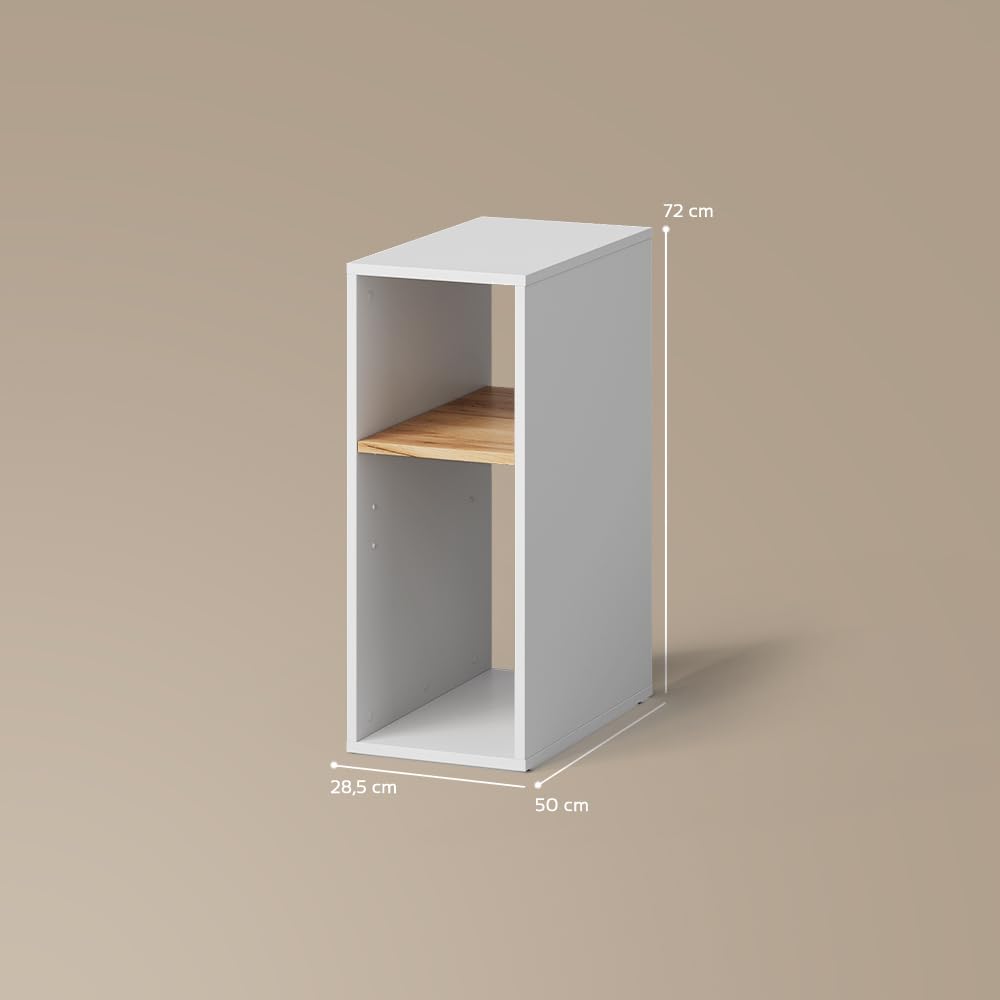Livinity Armario para PC Lorena, Roble Blanco/Dorado, 28.5 x 72 cm con 2 Compartimentos