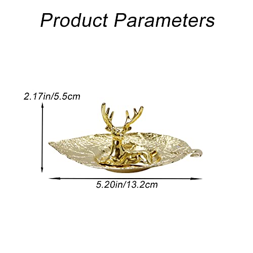 Xinxingdingsheng Leaf Trinket Tray Gold Deer Shaped Jewellery Dish Plate Mini Jewelry Tray For Earring Ring Necklace Bracelet #TOP1