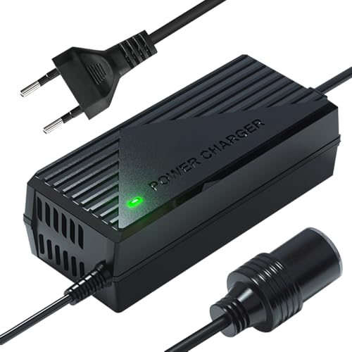 HIULLEN Convertidor Adaptador 12V CC a 220 CA, Adaptador Mechero Coche a Enchufe 220V, Transformador 12V 5A, Convertidor de Corriente con Encendedor de Cigarrillo para Alimentación Limpiadores
