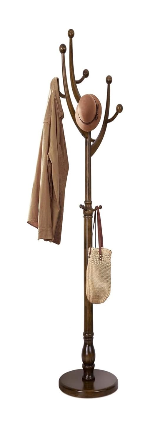 DFHS46JK Hat Rack Rack Coat Freestanding With Hooks Tree Shaped Hanger Stand For Clothes, Hat, Jacket for Office(Walnut Brown)
