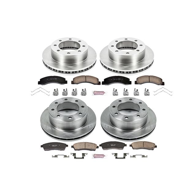 Image of PowerStop Front and Rear Brake Kit for Ford F-250 Super Duty 1999 | Ford F-350 Super Duty 1999 - Z17 Ceramic Brake Pads & Disc Rotors Replacement, KOE1887