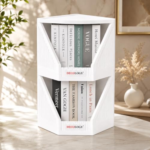 Image of DecoLogy Multipurpose Bookshelf Organiser Rack for Living Room, Kitchen, Bedroom, Office (Corner Cupboard, 2PCS)