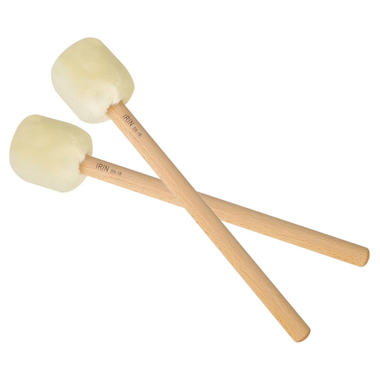 2 pezzi Bacchette per Batteria Mallet per Grancassa Manico in Faggio Testa in Pelliccia Morbida Comfort per Batteristi Principianti e Professionisti
