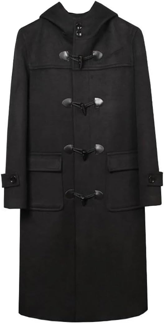 Haitpant Men's College Style Hooded Woolen Coat Thick Loose-Fit England Cashmere Wool Long Coats And Jackets