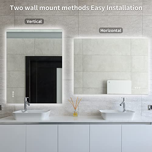 Simcasa 48X36 Backlit Bathroom Mirror With Lights, Led Mirror For Bathroom, Dimmable 3 Colors Lighted Wall Mirror, Led Vanity Mirror, Anti-Fog, Waterproof, Touch Control (Horizontal /Vertical) #TOP5