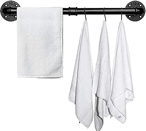 Miniatura 3 de Toallero industrial para toallero, resistente para montar en la pared, rústico, para baño (negro, 18 pulgadas)