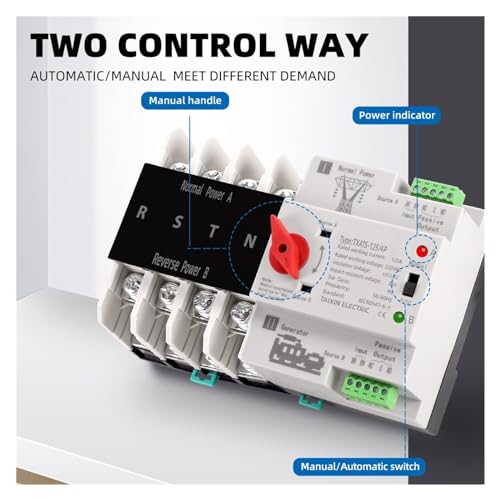 Inverseur source triphasé 4P 63A rail Din et commutateur transfert automatique