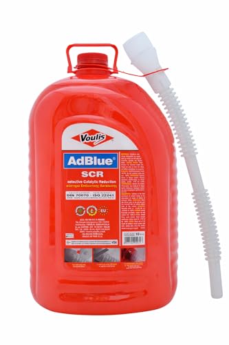 Voulis Urenox Adblue 10 Litros para Sistema SCR Diesel con Tubo Vertedor Flexible Rojo para Relleno Preciso de Deposito y Reduccion de Emisiones