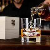 LIGHTEN LIFE Prezenty na 50. urodziny dla mężczyzn 340 ml, szklanka do whisky z 1976 roku w cennym drewnianym pudełku, szklanka burbonowa na 50. urodziny dla taty w wieku 50 lat, męża, przyjaciela