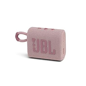 JBL GO 3 draadloze, draagbare Bluetooth luidspreker met geïntegreerde lus voor onderweg, USB C-oplaadkabel, roze