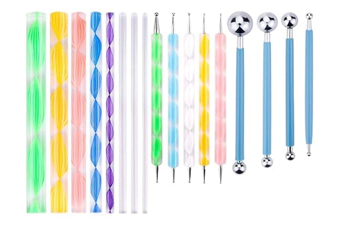 DM Art Dotting Tools Set with Mandala Dotting Stencils Templates Brushes and Paint Tray for Painting Rocks Drawing Drafting Kids Crafts & Nail Art (17 Pcs Mandala Set, Multicolor)-image-27