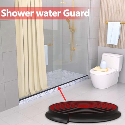 New Collapsible Shower Threshold Water Dam, Self Adhesive Silicone Waterproof Barrier Bathroom and Kitchen Water Strip Dam Shower Guard for Dry And Wet Separation Caulk Seal Strip Edge Trim(Black) by Raycity - Image 7