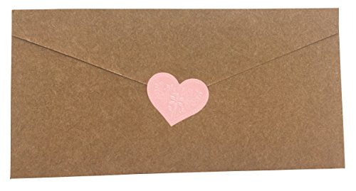 Envelopes Label Stickers Love Heart Shape Stickers 60 Pcs Kraft Paper Thank You Stickers Retro Metallic Diy Decorative Adhesive Label For Packaging Bake Decoration Wedding Party Gift (Pink) #TOP5