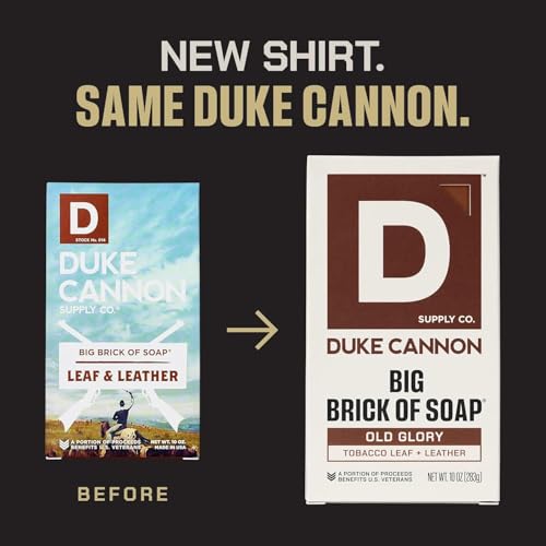 Image of Duke Cannon Big Brick of Soap, Old Glory | 10oz Triple-Milled Bar Soap for Men | Long-Lasting, Masculine Scent of Leather and Tobacco Leaf | Natural Oils | Supports U.S. Veterans