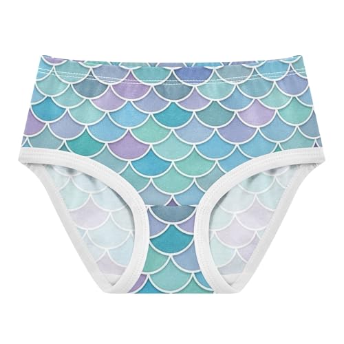 Toddler Underwear Floral 2t Cotton Little Girl Panties Fun Briefs Girls Undies Watercolor Mermaid Scales Blue