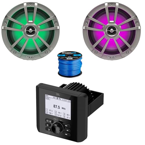 Bluetooth AM/FM Radio IP66 Multi-Element Digital Media Marine Audio Receiver Bundle Combo with 1 Pair (Qty 2) of 6.5