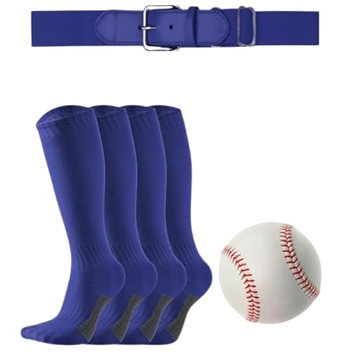 ROLVNHTV Baseball Socks & Belt Set, Royal Blue, 2 Pairs