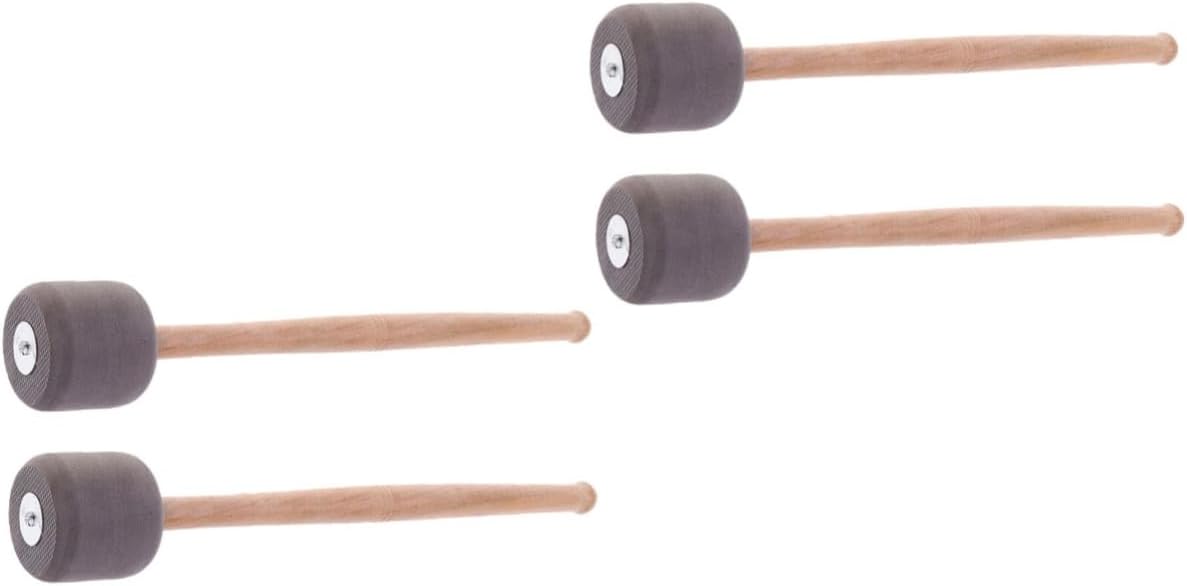 4pcs Non-skid Bass Drum Mallets Stainless Steel Shaft Drumsticks for Percussion Instruments for Snare and Kick Drum Performance