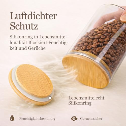 Foto von ComSaf Glasbehälter Vorratsgläser mit Deckel 600/950/1400 ml, 6er Set