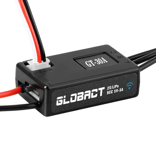 GLOBACT 30A Brushless Mini ESC 5V/3A BEC Output & Adjust Parameters via APP for 1/18 TRX4M FCX18 Ascent-18 1/24 SCX24 FCX24 RC Crawler Upgrade Parts