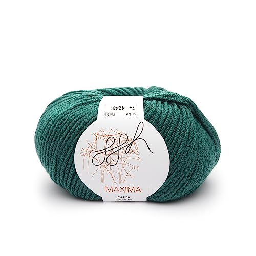 ggh Maxima - 100% Merinowolle extrafein und superwash - Lauflänge 110m auf 50g - Nadelstärke 4-5 - Wolle zum Stricken oder Häkeln - Farbe 074 - Ozeangrün