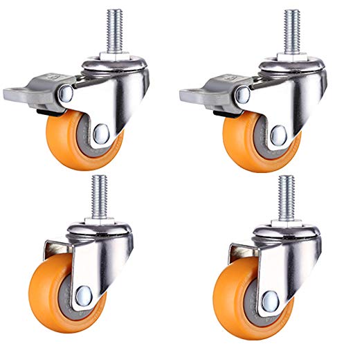 4 Pièces Roulette de Meuble avec Freins,1/1.25/1.5/2 pouce Roulette en Nylon,Roulettes Pivotantes 360°,Filetage M8/M10 Écrous de Fixation,pour Table Basse,Vis,Silence(universal+brake25mm) Cover