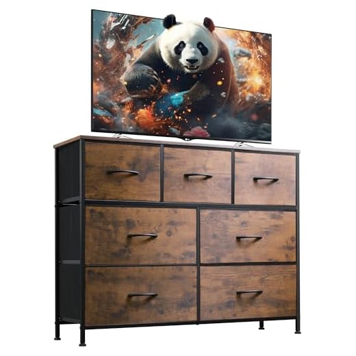 27+ Chic Brown Furniture Ideas for a Cozy Bedroom Makeover 6 WLIVE 7 Drawer Dresser TV Stand, Entertainment Center, Media Console Table with Metal Frame and Wood Top for TV up to 45 inch, Chest of Drawers for Bedroom, Living Room, Rustic Brown Wood Grain Print