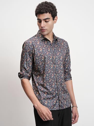 Image of Highlander Men's Shirt | Paisley Print | Slim Fit | Button Closure | Elegant & Bold for Special Occasions | Shirt for Man | Men Shirts | Casual Shirt for Men