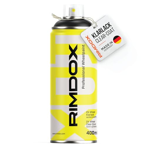 RIMDOX - Felgen Klarlack | 2K- High-Solid | 400 ml Spraydose | Klarlack seidenmatt | in OEM Profiqualität | 100% Made in Germany | transparent, wasserfest, benzinresistent