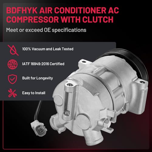 BDFHYK 157388 Air Conditioning A/C Compressor with Clutch Compatible with Jeep Compass Patriot 2009-2017 L4 2.0L 2.4L, Compatible with Dodge Caliber 2009-2012 L4 2.0L 2.4L