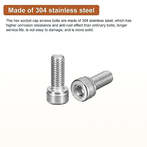 DTGN M8x20mm Socket Head Cap Screws Bolts, 25Pcs 304 Stainless Steel 18-8, Metric Machine Hex Socket Screw, Hex Drive - Image 3