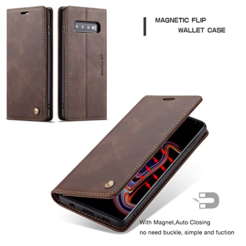 Étui portefeuille Samsung S10 Plus café idéal pour les déplacements