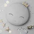 The Purple Tree Cute Full Moon Crib Velvet Plush Cushion for Babies, Home Decoration (Grey, 16 x 16 inch)