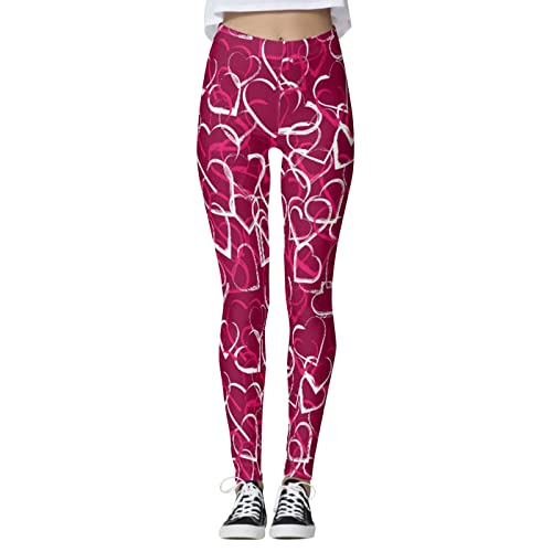 Leggings para el día de San Valentín para mujer, cintura alta, control de abdomen, entrenamiento, correr, equitación, leggings deportivos con estampado de corazón, mallas deportivas para mujer,