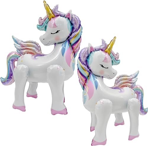 Globos Unicornio, 2 PCS 3D Globos de Unicornio, Unicornios Globos Gigantes, Globos de Aluminio...