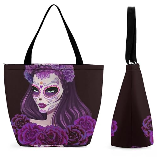 Sac à main crâne femme grand sac à bandoulière shopping voyage