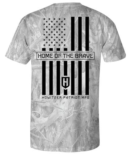 Howitzer Clothing Men's T-Shirt (US, Alpha, Medium, Regular, Regular, White Camo (Home of The Brave))